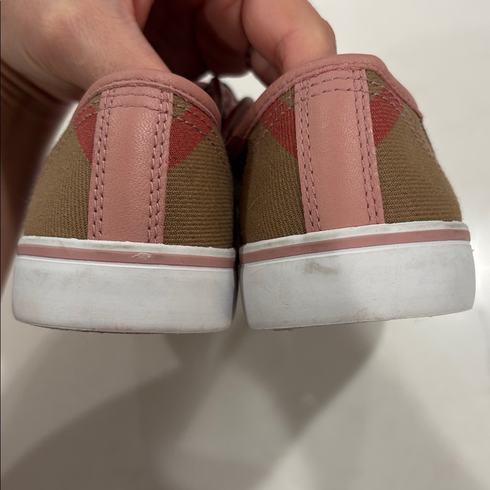 Burberry Kids Check and Leather Sneakers in slate Pink - Picture 4 of 9